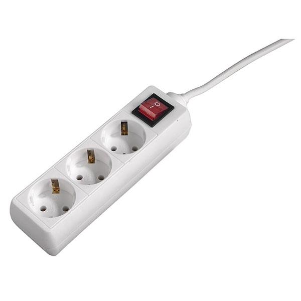 Power strip HAMA 30535 3x, w/3m cable, White