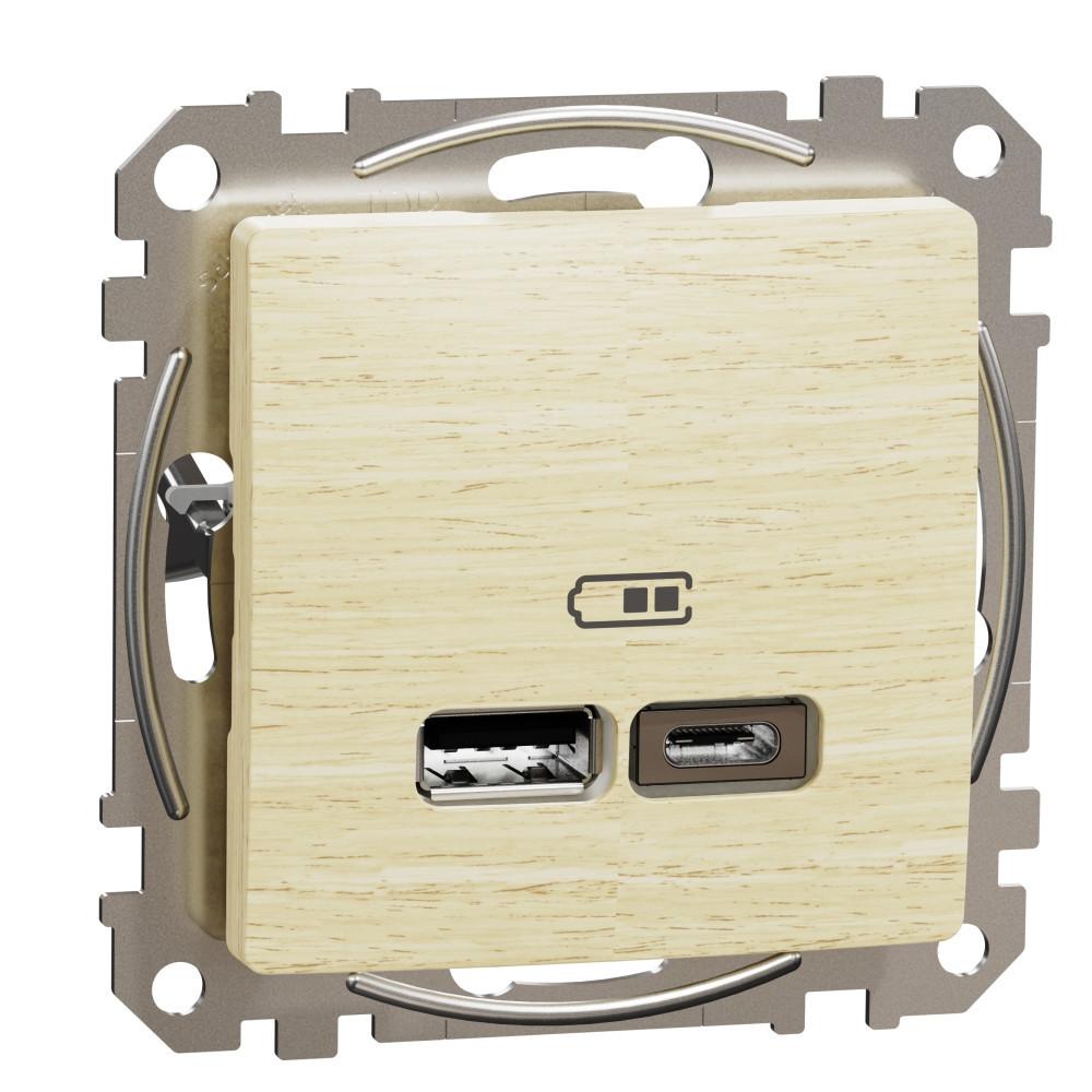 Розетка 2x USB тип A+C 2.4A 12W Бреза | JAR Computers Розетка 2x USB тип A+C 2.4A 12W Бреза