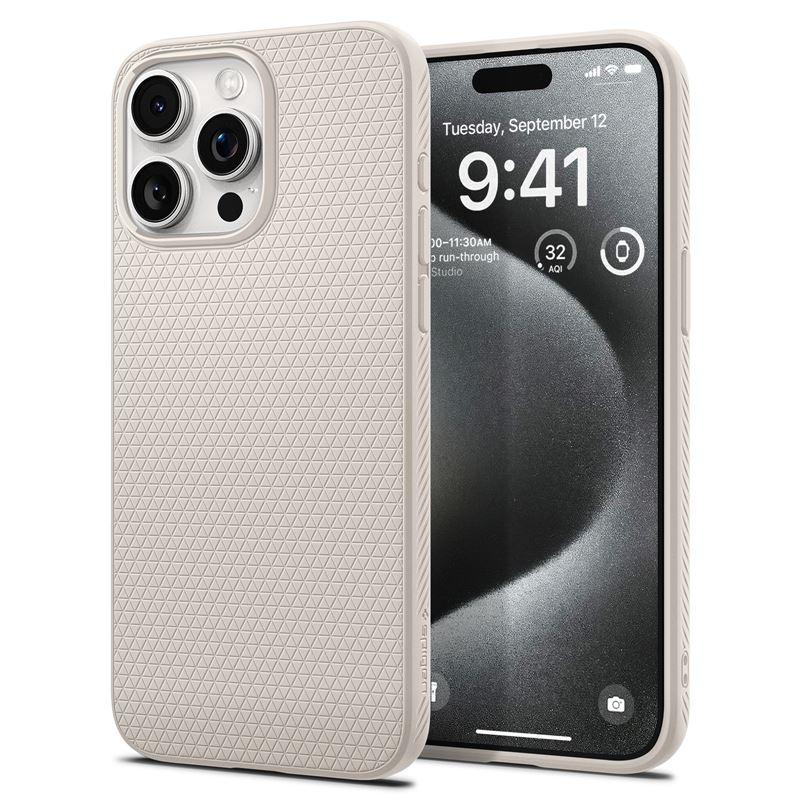 Силиконов (TPU) калъф с висока степен на защита за iPhone 15 Pro Max - Spigen Liquid Air Case (бежов) | JAR Computers Силиконов (TPU) калъф с висока степен на защита за iPhone 15 Pro Max - Spigen Liquid Air Case (бежов)