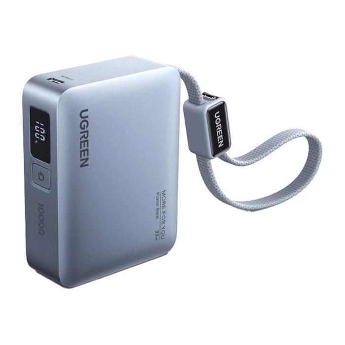 UGREEN Power Bank 10000 mAh, 33W, Вграден кабел Type-C /син/ - PB526 / 75173B | JAR Computers UGREEN Power Bank 10000 mAh, 33W, Вграден кабел Type-C /син/ - PB526 / 75173B