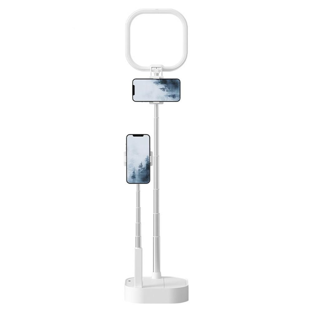 Usams US-ZB240 Dual Mobile Phone Holder with LED lamp - настолна двойна поставка за смартфони с LED лампа (бял)