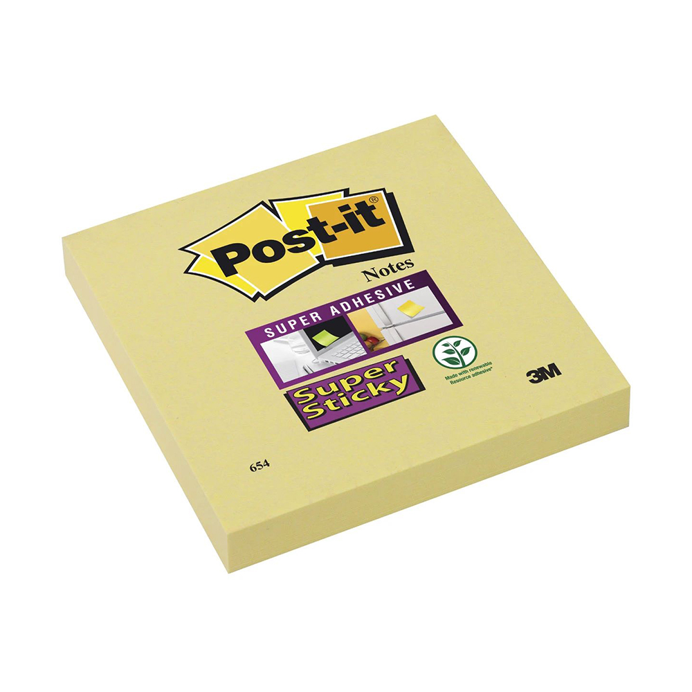 3M Post-it Stickers 76 x 76 mm Yellow (90 Sheets) (654-12SSCY-EU) (MMM654-12SSCY-EU)