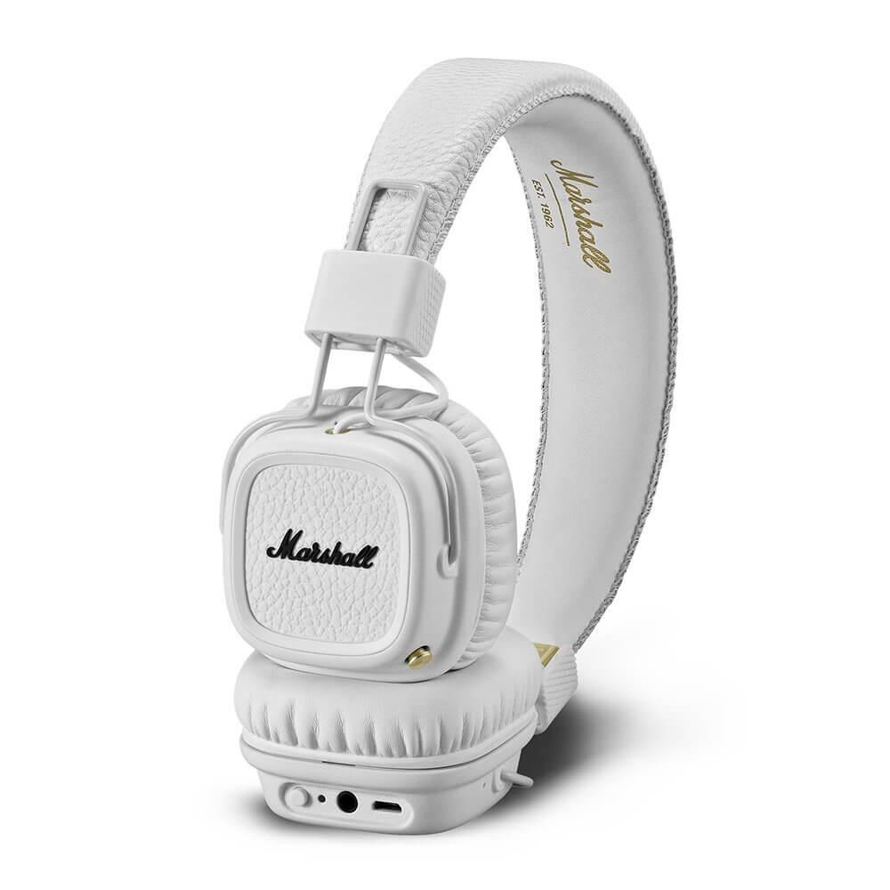 Безжични слушалки с микрофон за смартфони и мобилни устройства - Marshall Major II Bluetooth (бял) | JAR Computers Безжични слушалки с микрофон за смартфони и мобилни устройства - Marshall Major II Bluetooth (бял)