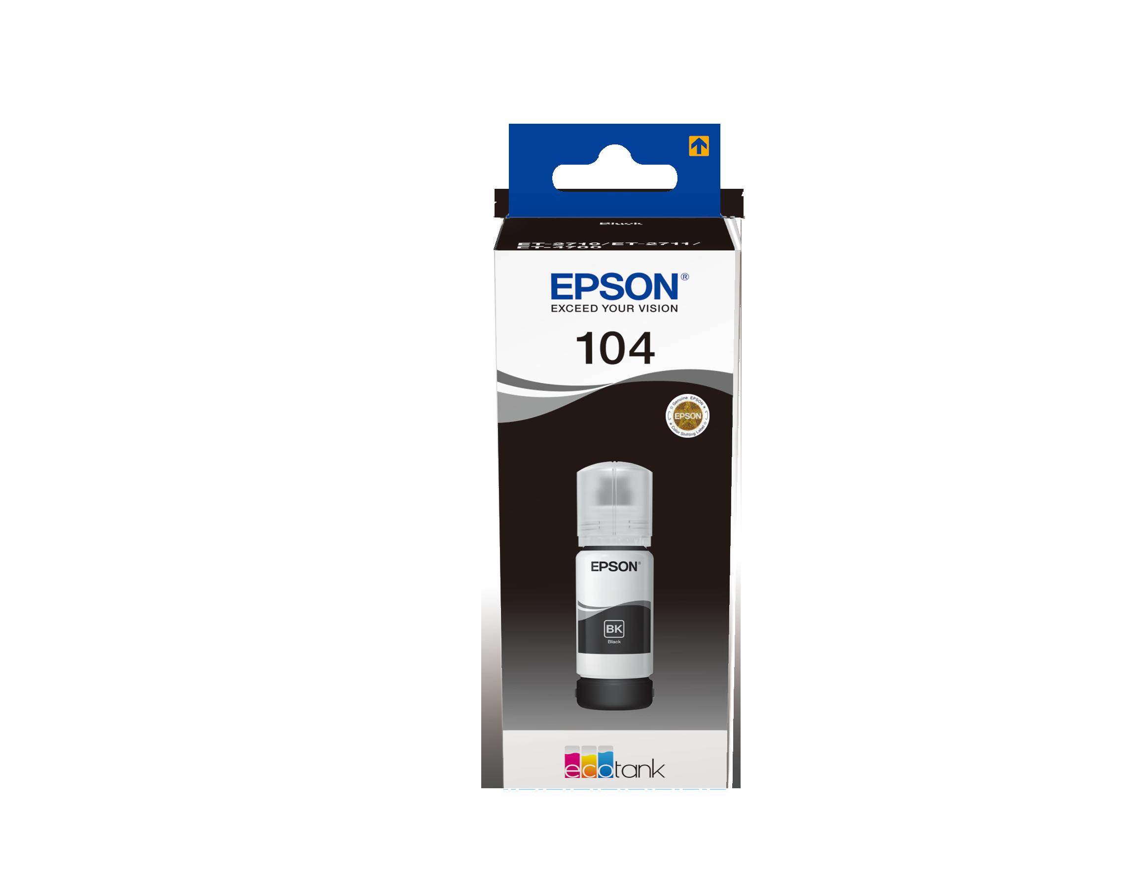 Бутилка мастило за Epson EcoTank ET-2710/ET-2860/ET-2870 Series - Ink - /104/ / C13T00P140 - Black - PN C13T00P140 | JAR Computers Бутилка мастило за Epson EcoTank ET-2710/ET-2860/ET-2870 Series - Ink - /104/ / C13T00P140 - Black - PN C13T00P140