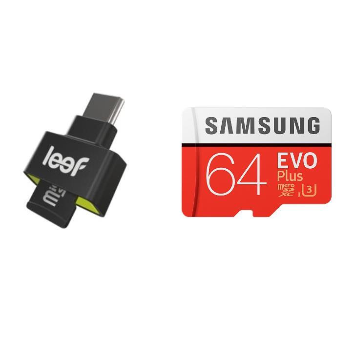 Четец за microSD карти + MicroSD 64GB устройства с USB-C - Leef Access-C microSD Card Reader + Samsung MicroSD 64GB EVO Plus UHS-I (U3) Memory Card | JAR Computers Четец за microSD карти + MicroSD 64GB устройства с USB-C - Leef Access-C microSD Card Reader + Samsung MicroSD 64GB EVO Plus UHS-I (U3) Memory Card