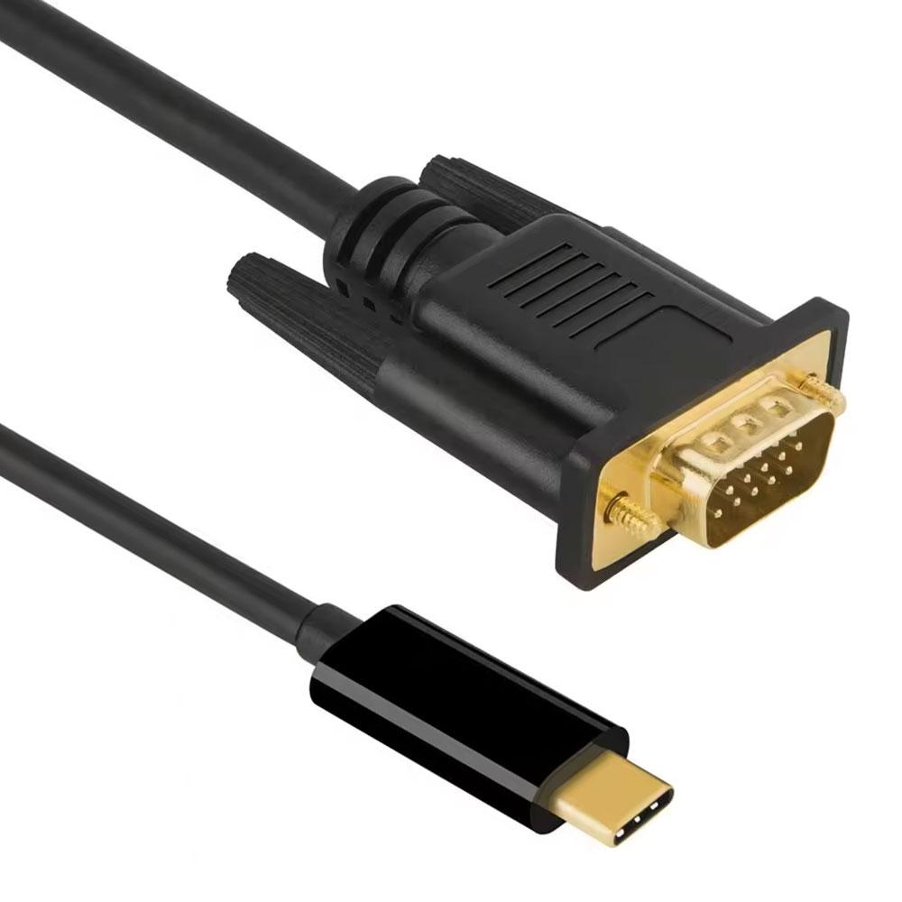 Кабел DeTech, USB-C – VGA, 1.8m, Черен - 18395