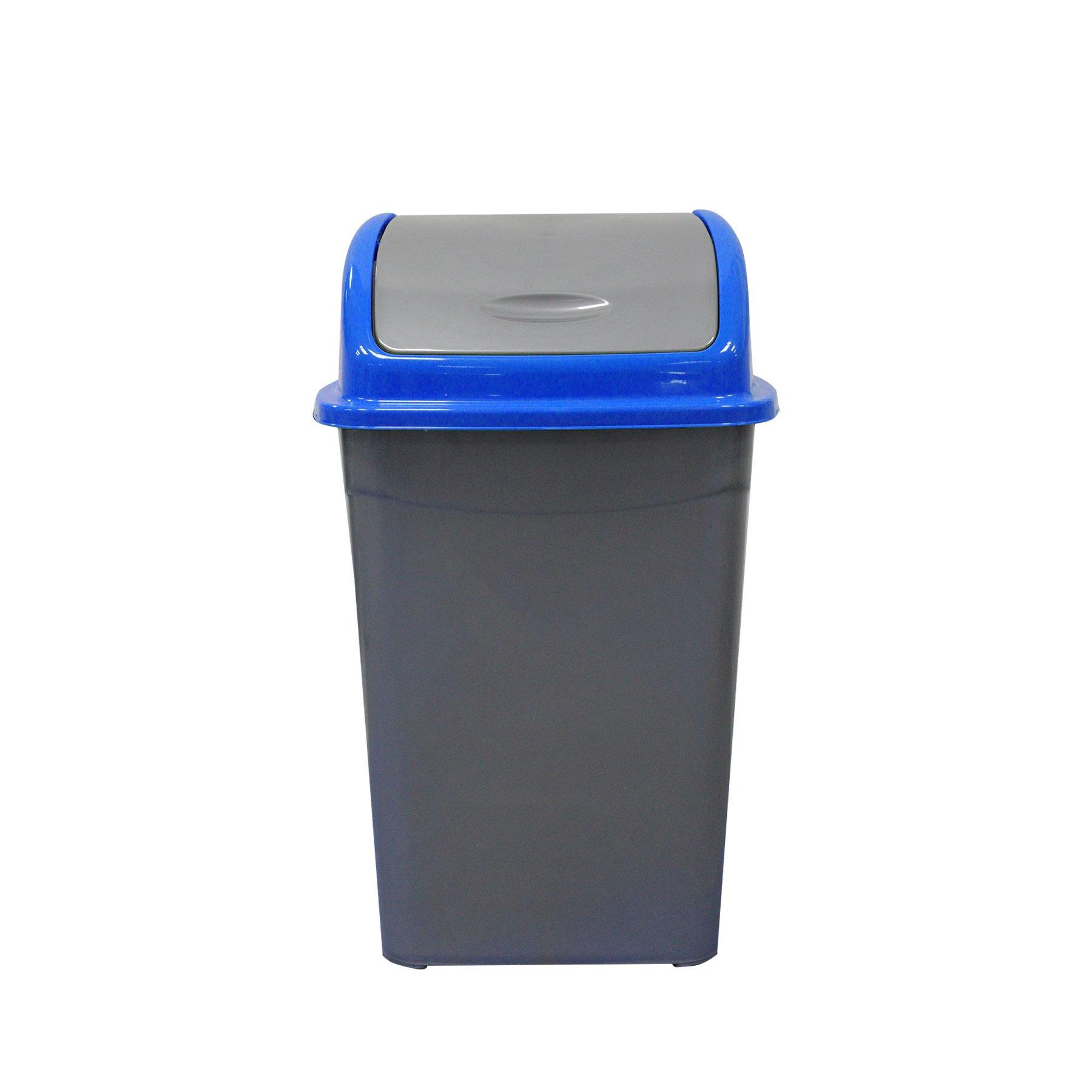 Кош за отпадъци Planet, люлеещ, пластмасов, със син капак, 50 L