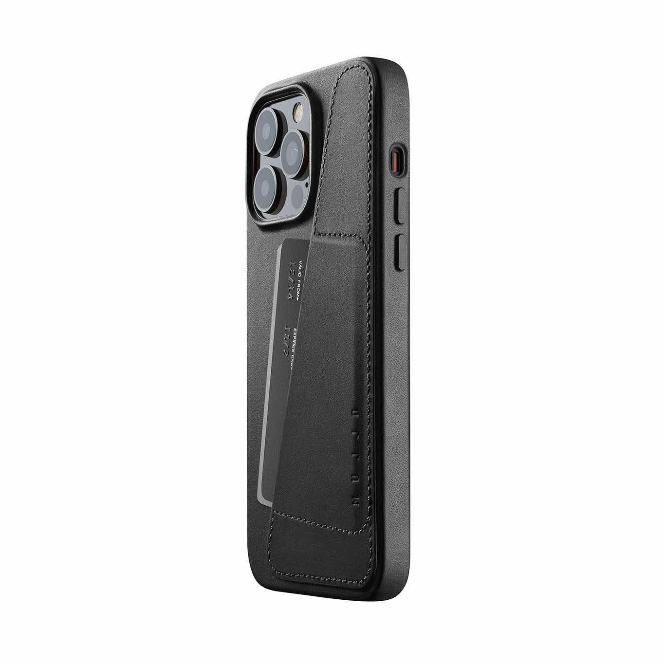 Mujjo Full Leather MagSafe Wallet Case - премиум кожен (естествена кожа) кейс с MagSafe за iPhone 14 Pro Max (черен)