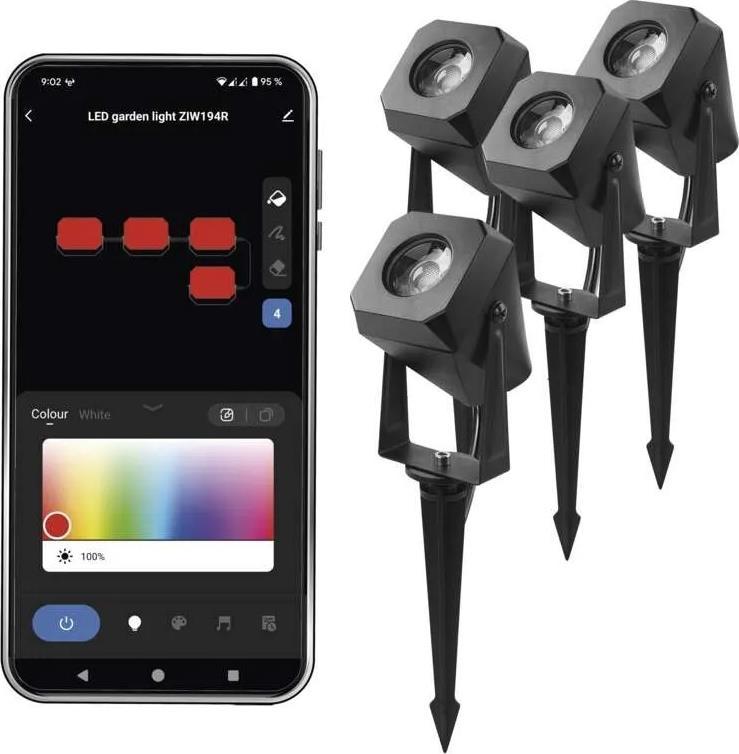Прожектор (комплект 4 бр.) LED 1.5W RGBIC 100lm 20000h IP65 черен Wi-Fi GoSmart EMOS | JAR Computers Прожектор (комплект 4 бр.) LED 1.5W RGBIC 100lm 20000h IP65 черен Wi-Fi GoSmart EMOS