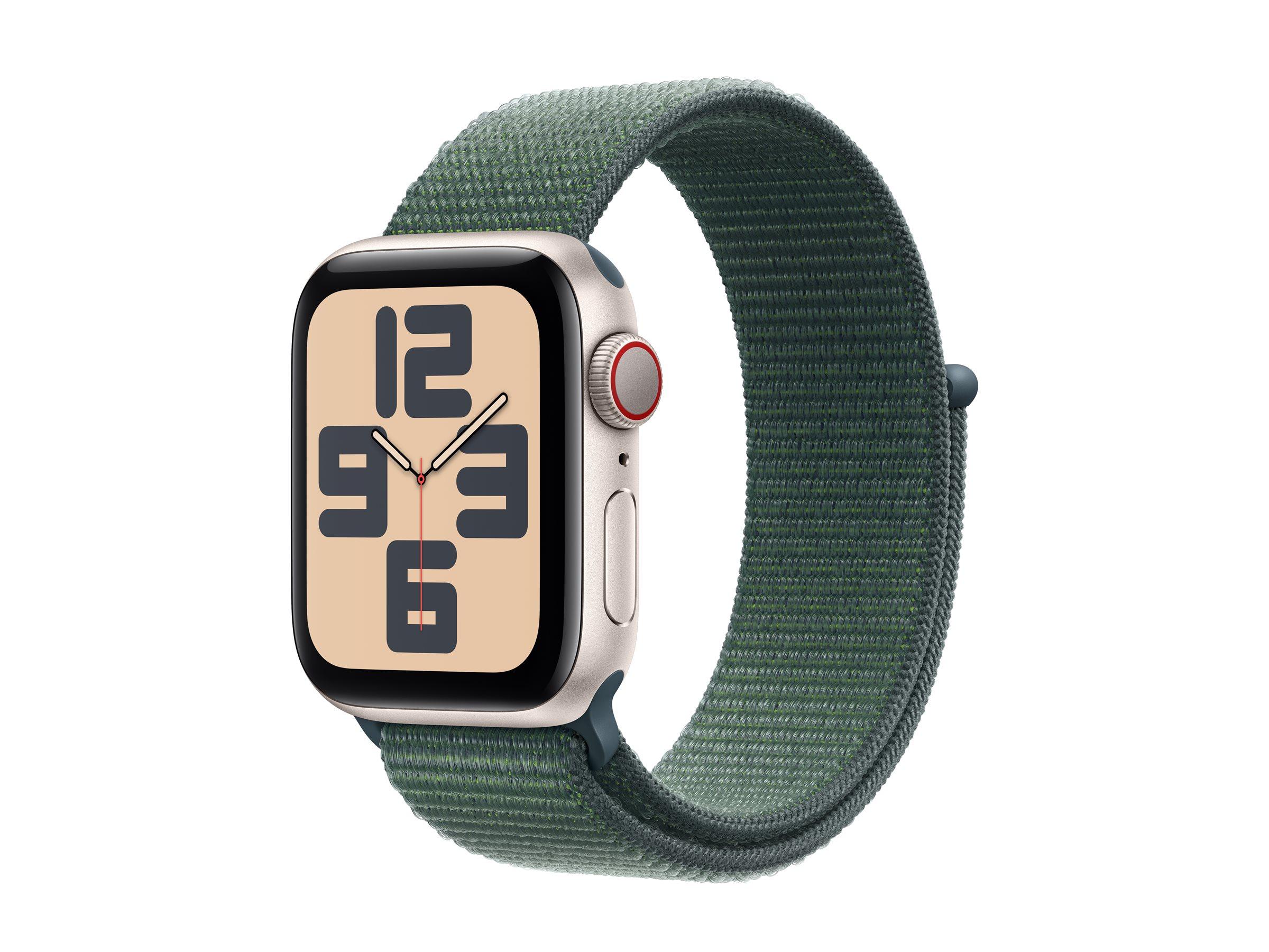 APPLE Watch SE GPS + Cellular 40mm Starlight Aluminium Case with Lake Green Sport Loop | JAR Computers APPLE Watch SE GPS + Cellular 40mm Starlight Aluminium Case with Lake Green Sport Loop