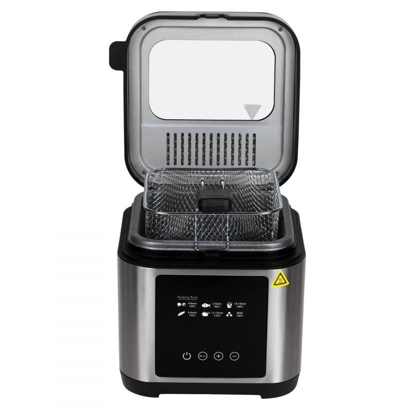 Фритюрник Elite EDF-1103, 1200W, 2.5 л, 190C, Капак с прозорец за наблюдение, Филтър против миризми, Дигитален контрол, Черен/инокс | JAR Computers Фритюрник Elite EDF-1103, 1200W, 2.5 л, 190C, Капак с прозорец за наблюдение, Филтър против миризми, Дигитален контрол, Черен/инокс