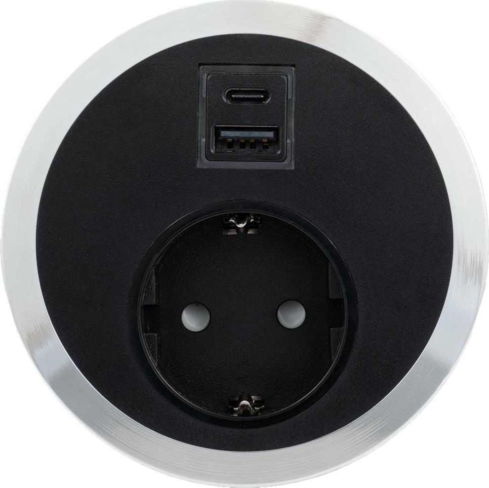 Модул Port El с 1х Шуко и USB тип A+C, цвят Черен, ABL | JAR Computers Модул Port El с 1х Шуко и USB тип A+C, цвят Черен, ABL