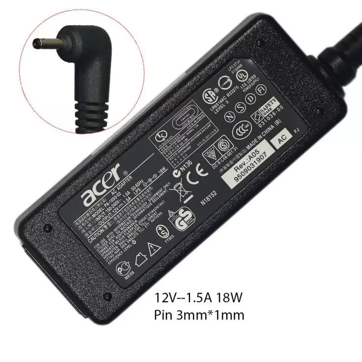 Оригинално Зарядно за лаптоп (Original Laptop Adapter) Acer 12V / 1.5A / 18W - (3.0x1.0) | JAR Computers Оригинално Зарядно за лаптоп (Original Laptop Adapter) Acer 12V / 1.5A / 18W - (3.0x1.0)