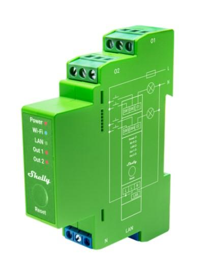 Shelly Relais "Pro Dimmer 2PM" LED/Glühbirne WLAN LAN BT DIN-Rail | JAR Computers Shelly Relais "Pro Dimmer 2PM" LED/Glühbirne WLAN LAN BT DIN-Rail