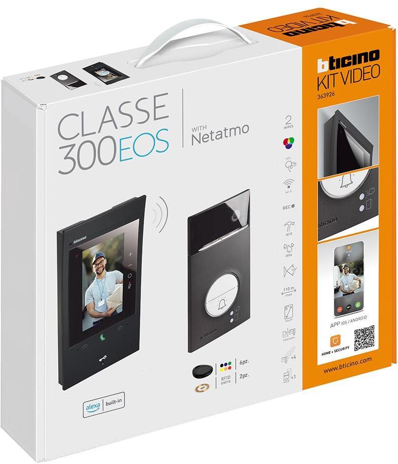 Видео-домофон комплект Classe 300EOS черен Wi-Fi дисплей и LINEA 3000 входен панел Bticino | JAR Computers Видео-домофон комплект Classe 300EOS черен Wi-Fi дисплей и LINEA 3000 входен панел Bticino