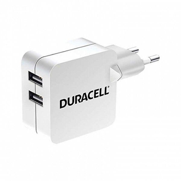 Захранване с 2 USB изхода (2.4x2.4A) за мобилни телефони и таблети - Duracell Dual USB 4.8A Charger (бял) | JAR Computers Захранване с 2 USB изхода (2.4x2.4A) за мобилни телефони и таблети - Duracell Dual USB 4.8A Charger (бял)