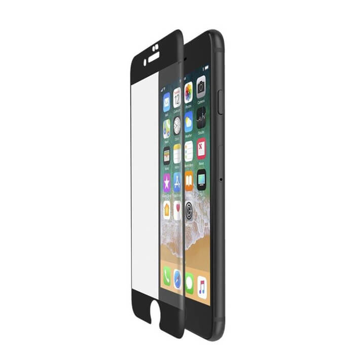 Belkin TCP 2.0 Tempered Edge to Edge Glass - калено стъклено защитно покритие за дисплея на iPhone 8 Plus, iPhone 7 Plus (черен-прозрачен)