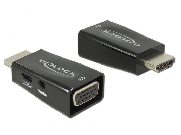 DeLOCK 65901 кабелен преобразувател мъжко/женско HDMI A VGA & 3.5 mm Audio Черен | JAR Computers DeLOCK 65901 кабелен преобразувател мъжко/женско HDMI A VGA & 3.5 mm Audio Черен