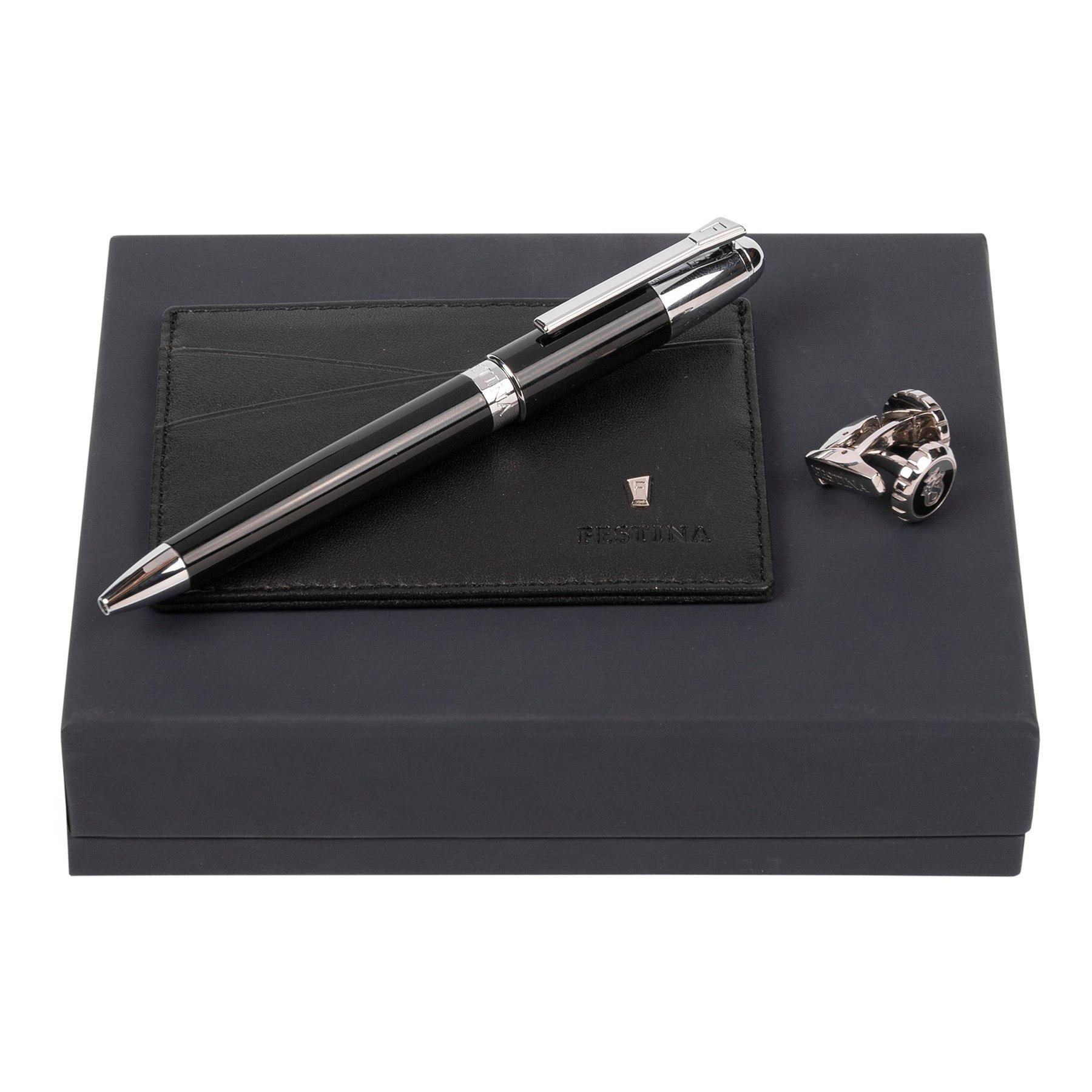 Festina Комплект химикалка, калъф за карти и ръкавели Classicals Chrome, черни | JAR Computers Festina Комплект химикалка, калъф за карти и ръкавели Classicals Chrome, черни