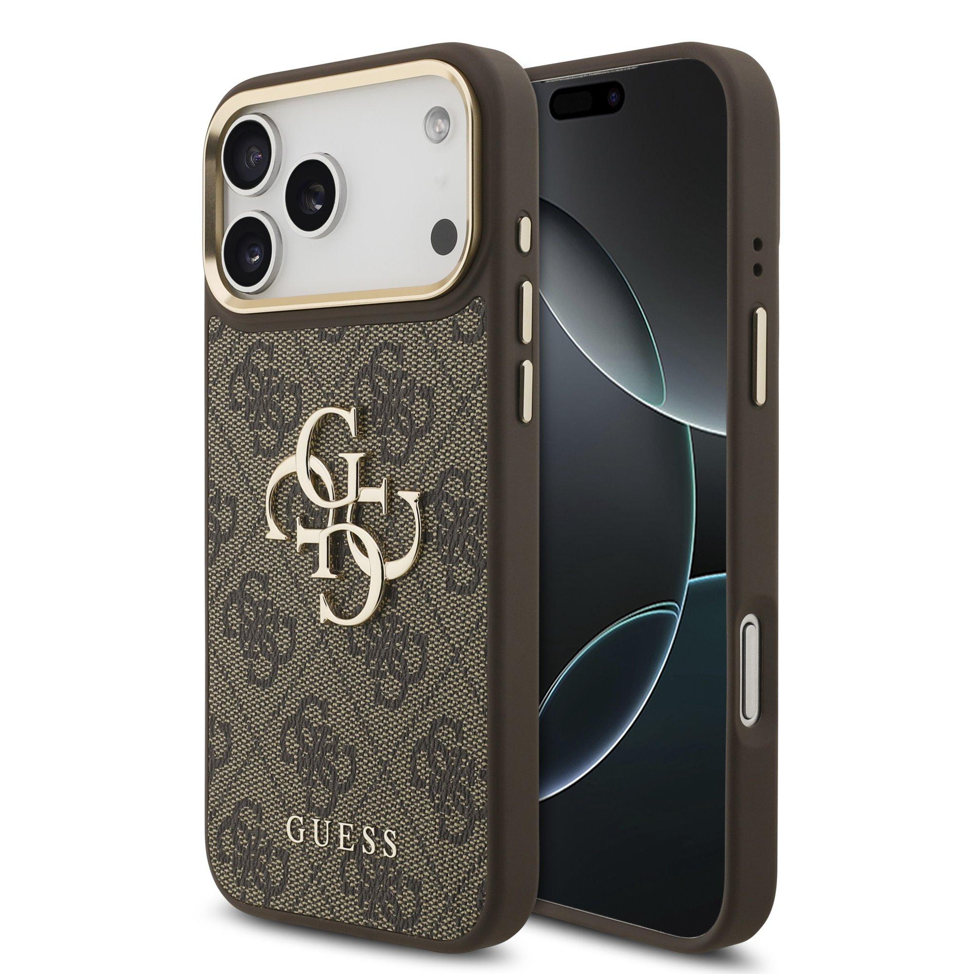 GUESS Калъф Apple iPhone 18 Pro Max, PU Leather 4G Metal Logo Gold Frame, кафяв - GUHCP18X4GMGCBR | JAR Computers GUESS Калъф Apple iPhone 18 Pro Max, PU Leather 4G Metal Logo Gold Frame, кафяв - GUHCP18X4GMGCBR