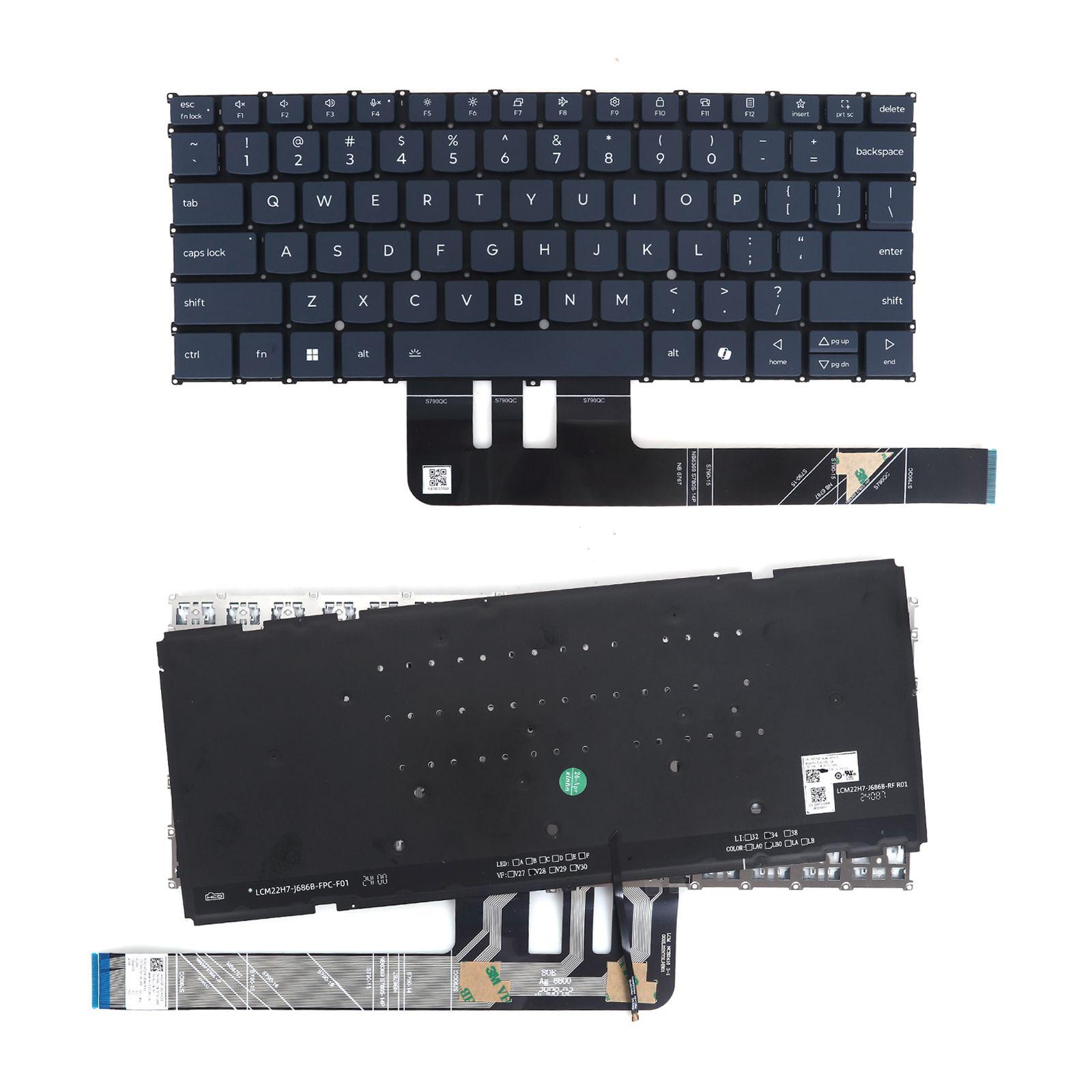 Клавиатура за лаптоп Lenovo Yoga Slim 7 14AKP10 14ILL10 15IIL9 - Синя Без Рамка с Подсветка | JAR Computers Клавиатура за лаптоп Lenovo Yoga Slim 7 14AKP10 14ILL10 15IIL9 - Синя Без Рамка с Подсветка