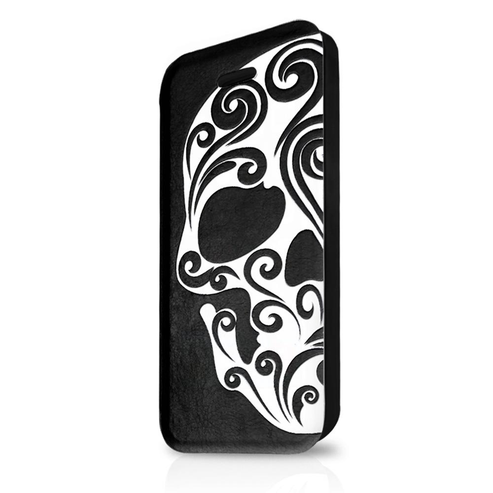 Кожен калъф, тип портфейл и поставка за iPhone 5S, iPhone 5, iPhone SE - Itskins Angel Leather Case (черен-бял) | JAR Computers Кожен калъф, тип портфейл и поставка за iPhone 5S, iPhone 5, iPhone SE - Itskins Angel Leather Case (черен-бял)