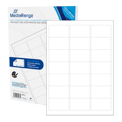 MEDIARANGE LABELS MULTI-PURPOSE 63.5X38.1 MM. WHITE (1.050 PACK) (MRINK148)