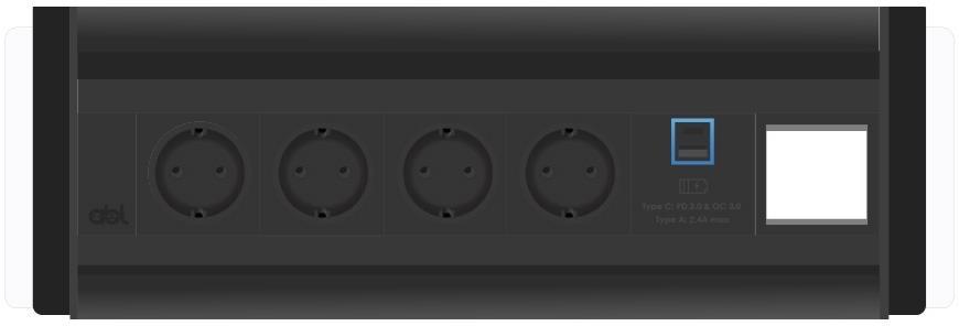 Модул Flip-S 6M с 4х Шуко, USB тип A+C и 1х празен модул, цвят Черен/Черен, ABL | JAR Computers Модул Flip-S 6M с 4х Шуко, USB тип A+C и 1х празен модул, цвят Черен/Черен, ABL