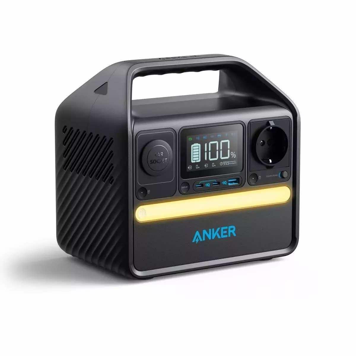 Мощна външна батерия с AC (220V за ел. мрежа), 2xUSB-C, USB-A изходи и гнездо за кола - Anker PowerHouse 522 Power Station 299Wh (черен) | JAR Computers Мощна външна батерия с AC (220V за ел. мрежа), 2xUSB-C, USB-A изходи и гнездо за кола - Anker PowerHouse 522 Power Station 299Wh (черен)