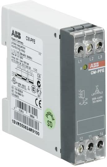 Реле за контрол на фази, последователност, CM-PFE, 1c/o, L1-L2-L3=208...440Vac ABB | JAR Computers Реле за контрол на фази, последователност, CM-PFE, 1c/o, L1-L2-L3=208...440Vac ABB