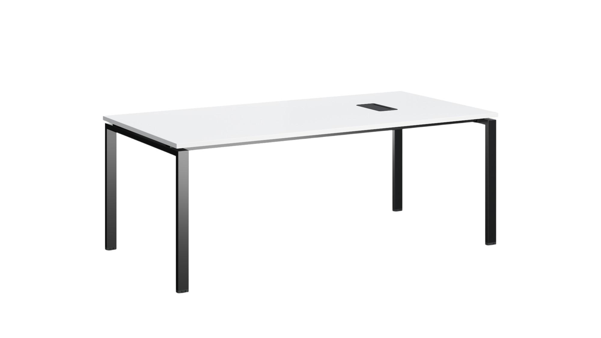Заседателна маса RFG Monaco, 2000 х 1000 х 750 mm, ПДЧ 25 mm, бял плот, черни метални крака