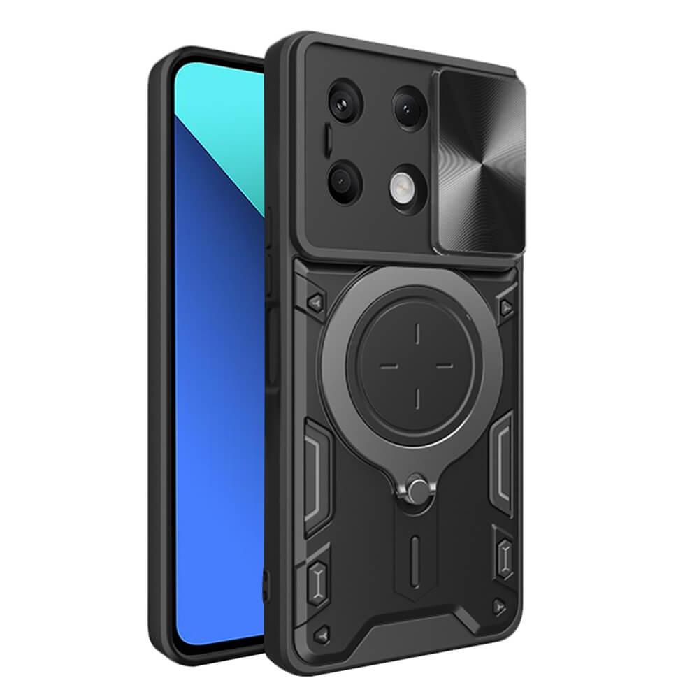 Хибриден удароустойчив кейс с вградена поставка за Xiaomi Redmi Note 13 4G - Techsuit CamGuard Pro Case (черен) | JAR Computers Хибриден удароустойчив кейс с вградена поставка за Xiaomi Redmi Note 13 4G - Techsuit CamGuard Pro Case (черен)