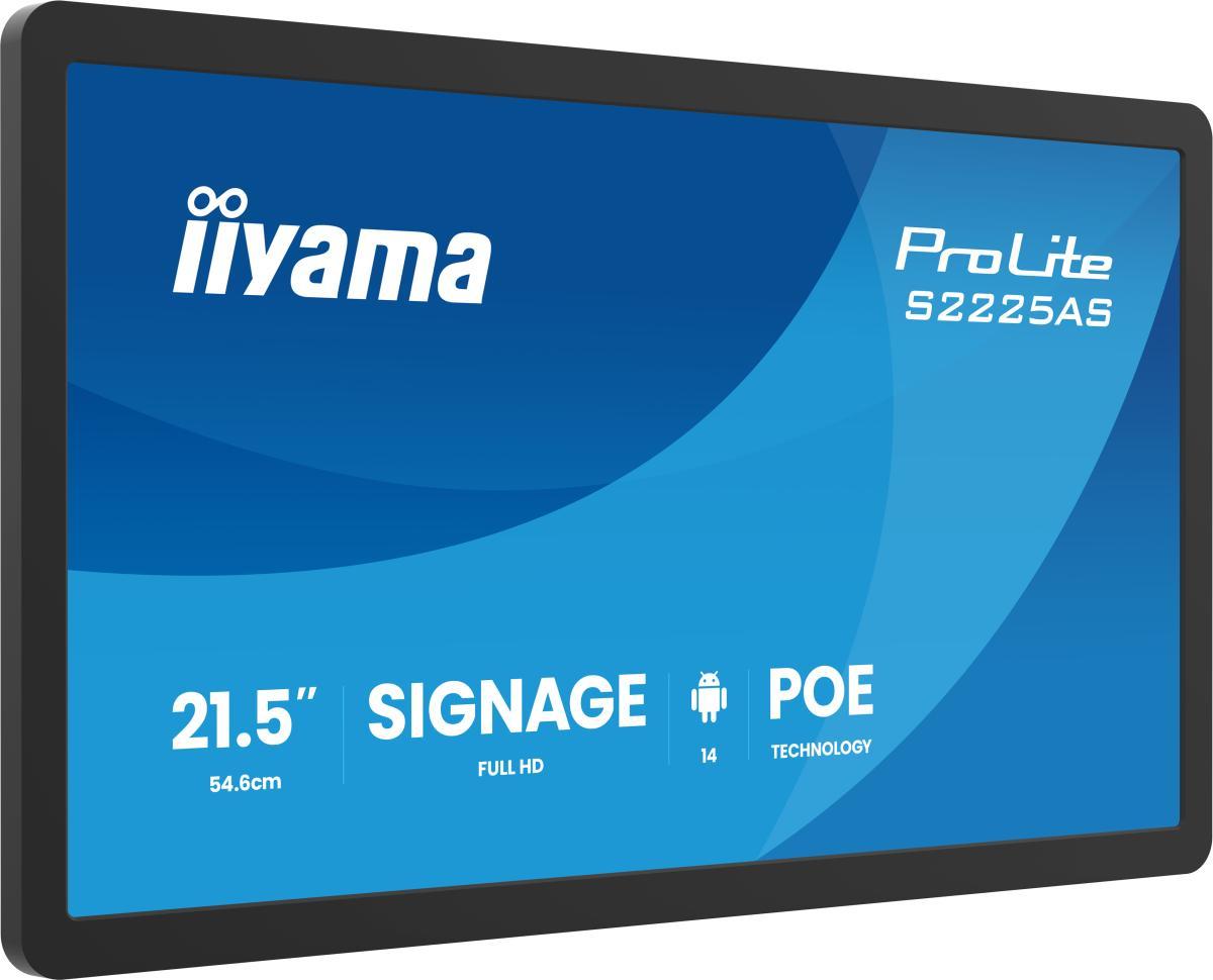 iiyama ProLite S2225AS-B1P Digital signage flat panel 54.6 cm (21.5") LCD Wi-Fi 500 cd/m² Full HD Black Built-in processor Android 24/7 | JAR Computers iiyama ProLite S2225AS-B1P Digital signage flat panel 54.6 cm (21.5") LCD Wi-Fi 500 cd/m² Full HD Black Built-in processor Android 24/7