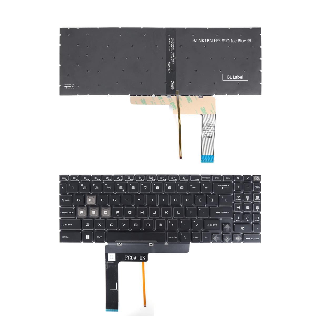 Клавиатура за лаптоп MSI Sword 15 MS-1584 MS-17L1 MS-17L2 MS-17L4 MS-17L3 MS-158K - Черна Без Рамка със Синя Подсветка | JAR Computers Клавиатура за лаптоп MSI Sword 15 MS-1584 MS-17L1 MS-17L2 MS-17L4 MS-17L3 MS-158K - Черна Без Рамка със Синя Подсветка