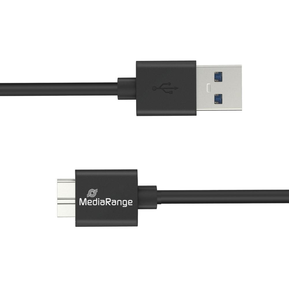 MediaRange USB-A to Micro-B USB 3.0 Charge and Sync Cable, USB 3.0, 5 Gbps, 5W max., 50cm, Black (MRCS239) | JAR Computers MediaRange USB-A to Micro-B USB 3.0 Charge and Sync Cable, USB 3.0, 5 Gbps, 5W max., 50cm, Black (MRCS239)