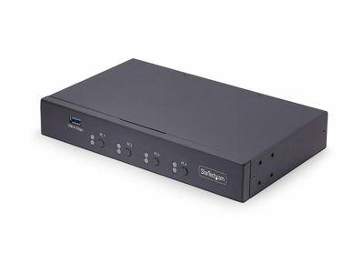 Мрежов суич 4-Port KM Switch with Mouse Roaming, USB Switch for Keyboard/Mouse, 3.5mm and USB Audio, Peripheral Sharing for 4 Computers, USB 3.0 Switcher, TAA