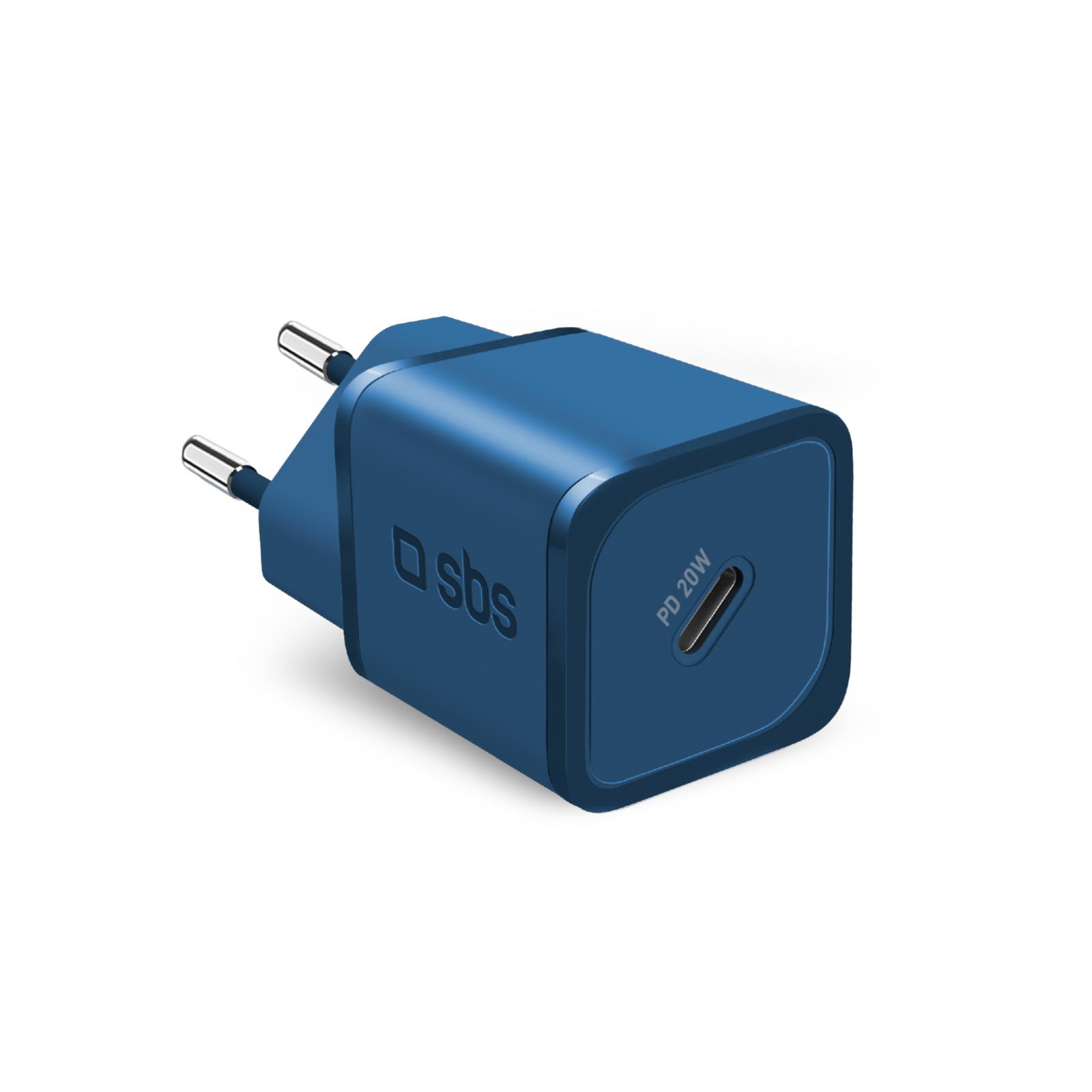 Мрежово зарядно SBS 44630 PD20W GaN, 1xUSB-C , синьо
