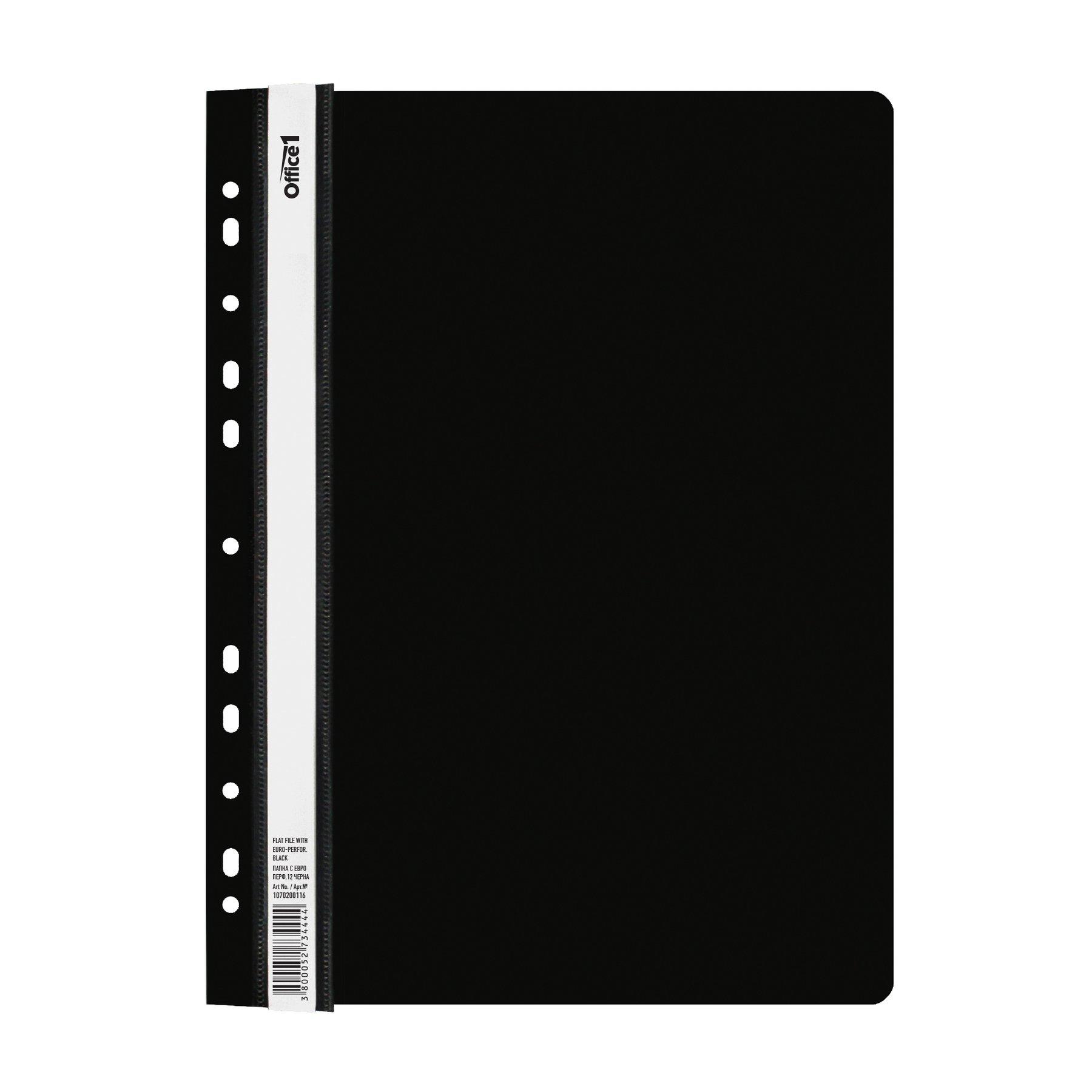 Office 1 Папка, PP, с европерфорация, черна, 12 броя | JAR Computers Office 1 Папка, PP, с европерфорация, черна, 12 броя