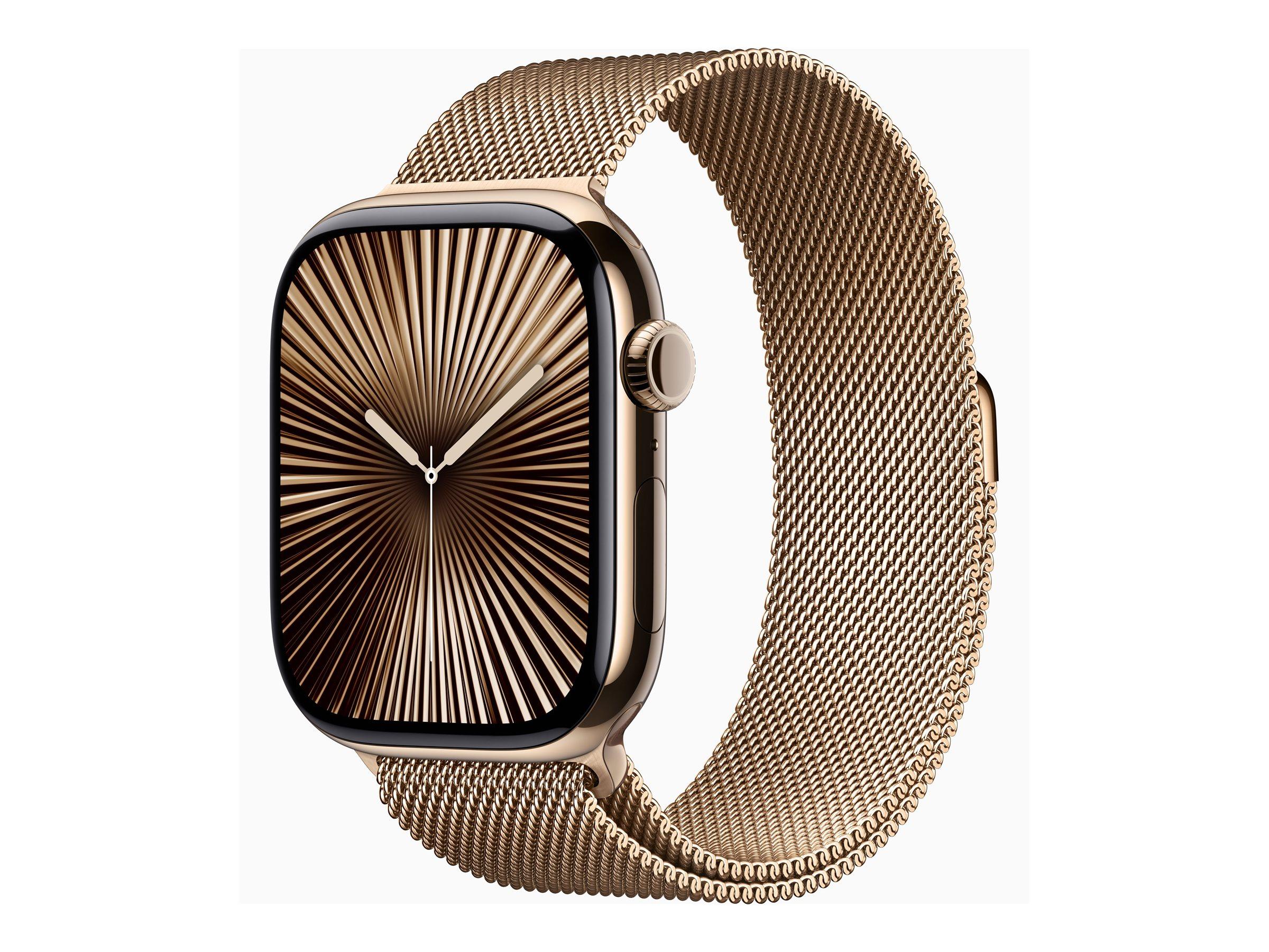 APPLE Watch Series 10 GPS + Cellular 46mm Gold Titanium Case with Gold Milanese Loop - S/M | JAR Computers APPLE Watch Series 10 GPS + Cellular 46mm Gold Titanium Case with Gold Milanese Loop - S/M