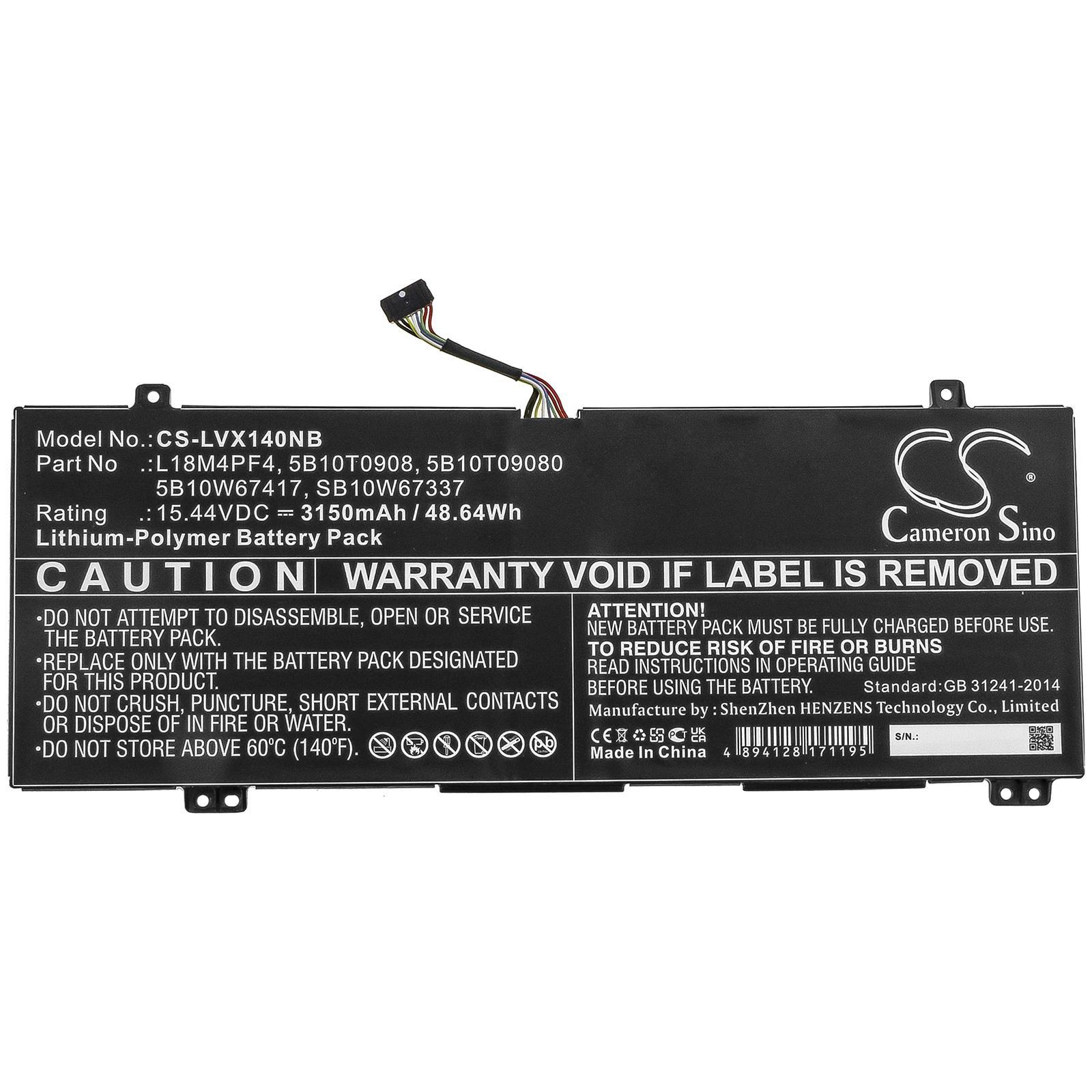 Батерия за лаптоп LENOVO L18M4PF4 Xiaoxin Air 14 2019, Ideapad S540-14IWL 15,44V 3150mAh CAMERON SINO | JAR Computers Батерия за лаптоп LENOVO L18M4PF4 Xiaoxin Air 14 2019, Ideapad S540-14IWL 15,44V 3150mAh CAMERON SINO