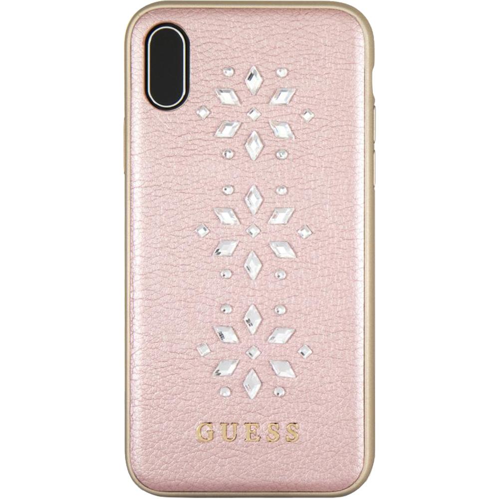 Дизайнерски кожен кейс за iPhone XS, iPhone X - Guess Studs and Sparkles Leather Hard Case (розово злато) | JAR Computers Дизайнерски кожен кейс за iPhone XS, iPhone X - Guess Studs and Sparkles Leather Hard Case (розово злато)