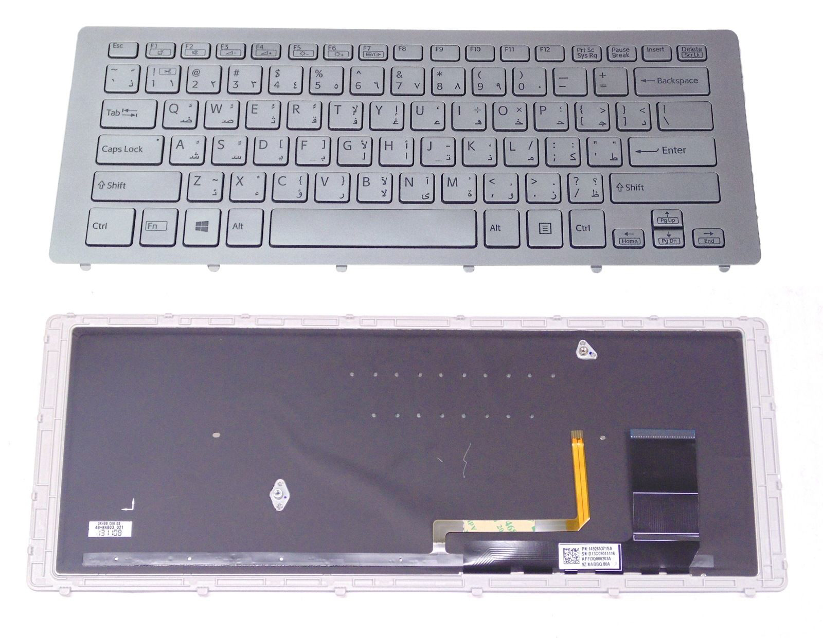 Клавиатура за лаптоп Sony Vaio SVF15N Series - Сребриста Рамка със Сребристи бутони и Подсветка | JAR Computers Клавиатура за лаптоп Sony Vaio SVF15N Series - Сребриста Рамка със Сребристи бутони и Подсветка