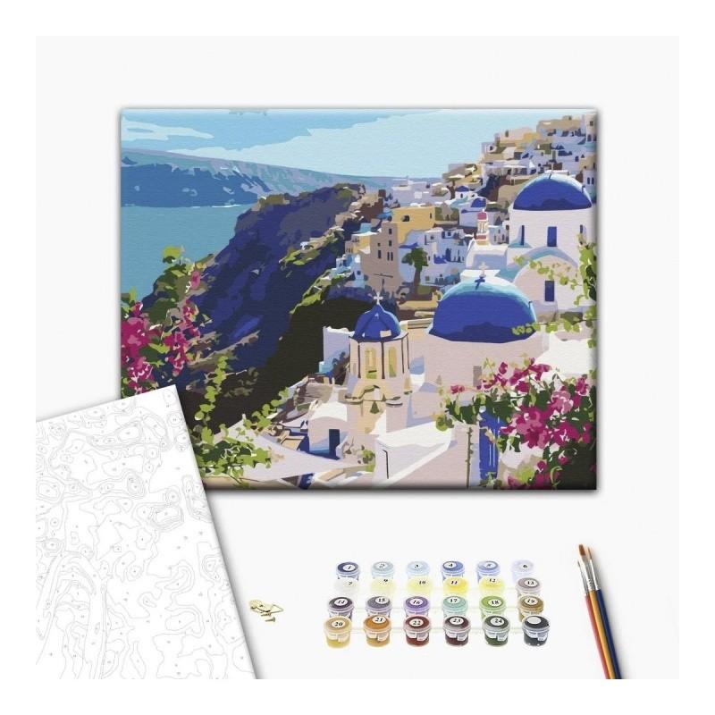 Рисуване по номера BrushMe, с подрамка, SANTORINI LANDSCAPE/Санторини, 40х50 см | JAR Computers Рисуване по номера BrushMe, с подрамка, SANTORINI LANDSCAPE/Санторини, 40х50 см