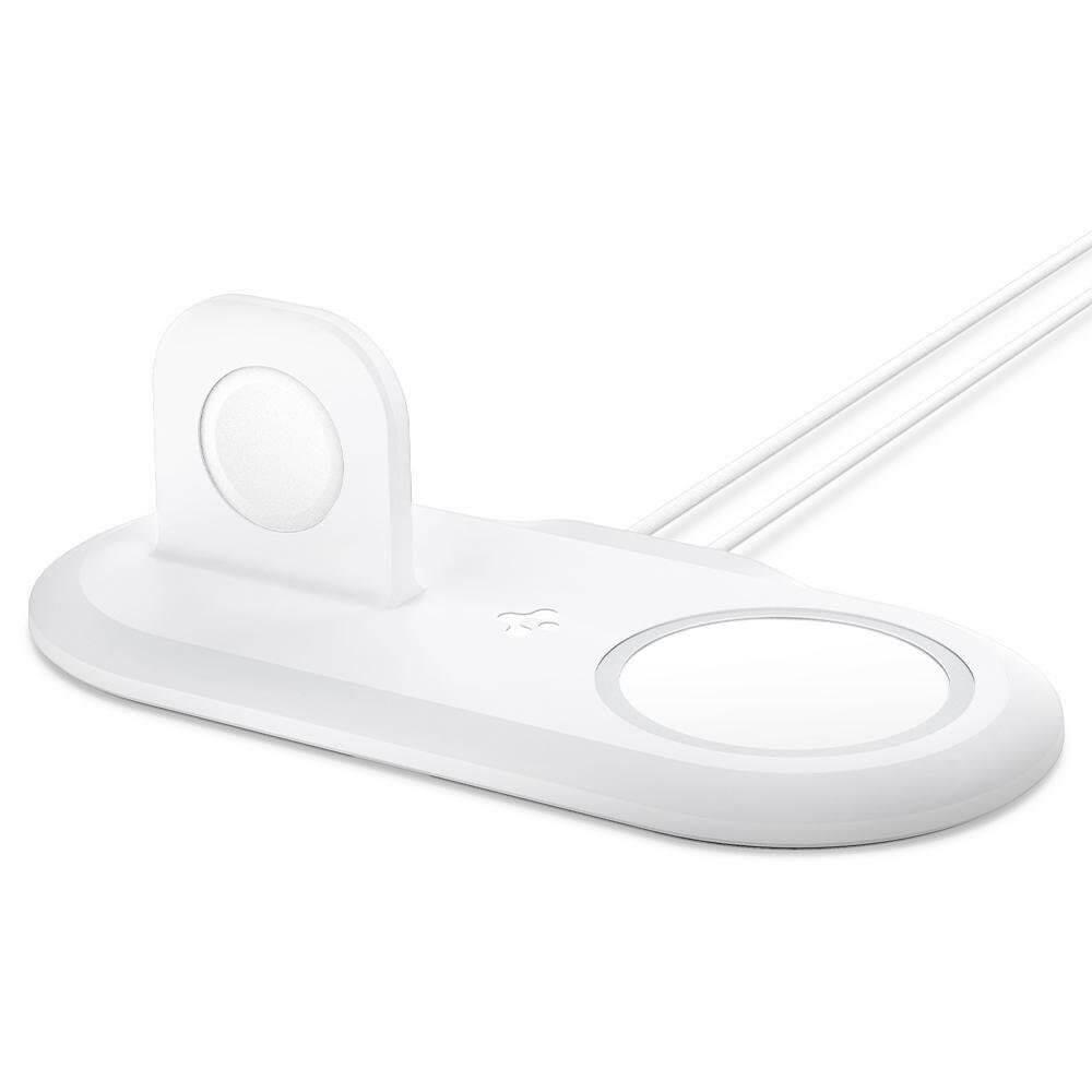 Силиконова поставка за зареждане на iPhone и Apple Watch чрез поставяне на Apple MagSafe Charger и Apple Watch кабел - Spigen MagFit Duo for MagSafe & Apple Watch Charger (бял) | JAR Computers Силиконова поставка за зареждане на iPhone и Apple Watch чрез поставяне на Apple MagSafe Charger и Apple Watch кабел - Spigen MagFit Duo for MagSafe & Apple Watch Charger (бял)