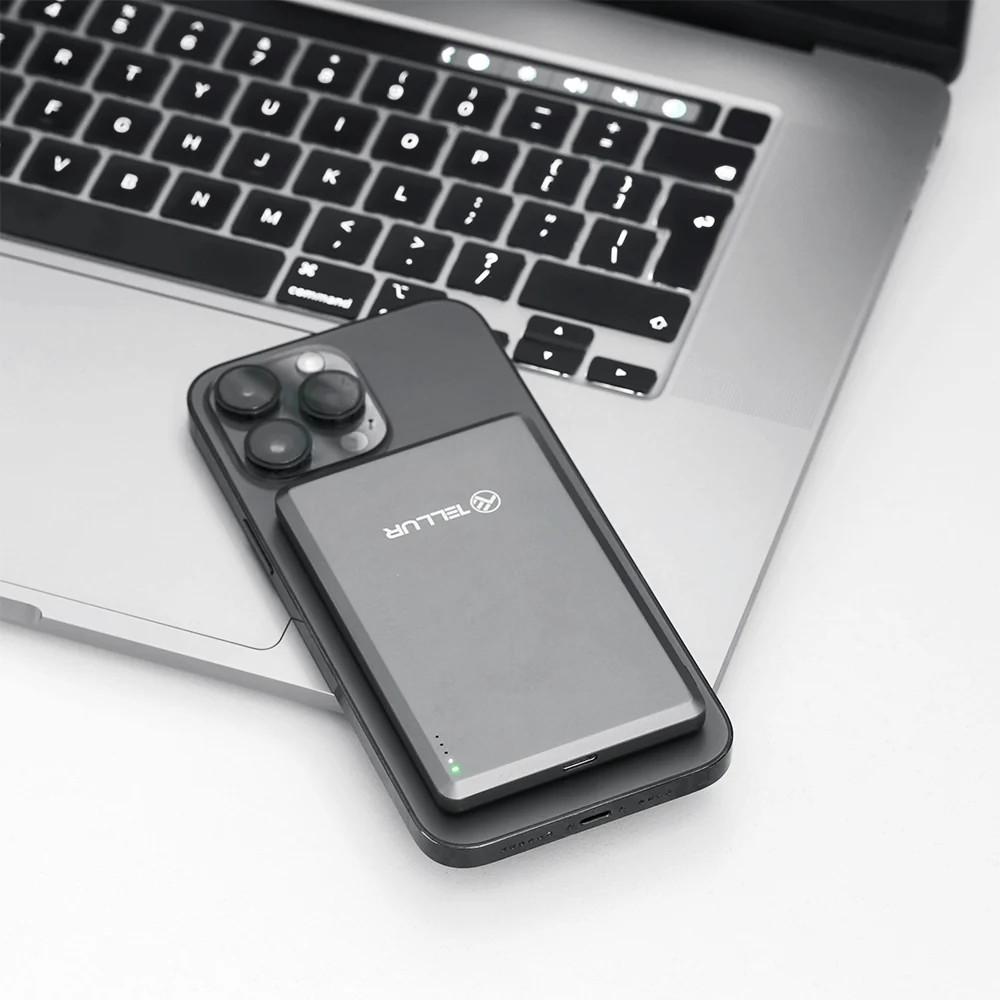 Tellur TLL158461 магнитна външна батерия 5000 mAh, PD20W, MagSafe съвместима, сива | JAR Computers Tellur TLL158461 магнитна външна батерия 5000 mAh, PD20W, MagSafe съвместима, сива
