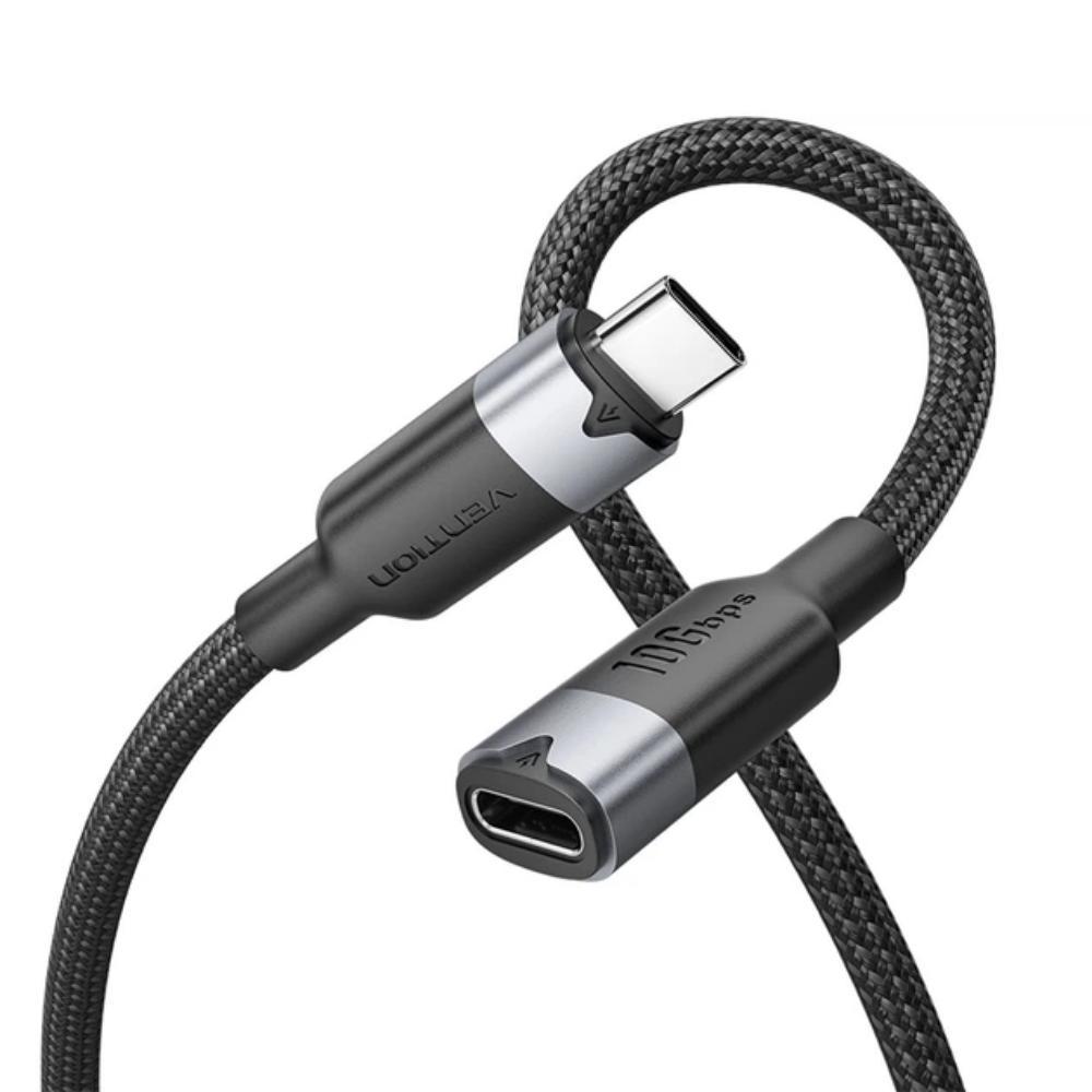 VENTION USB 3.2 Gen2 C Male to C Female 10Gbps Extension Cable 1M Black Aluminum Alloy Type (TRFBF) (VENTRFBF)