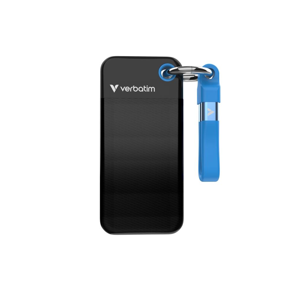 Verbatim Pocket SSD USB 3.2 Gen 2 512GB Black/Blue | JAR Computers Verbatim Pocket SSD USB 3.2 Gen 2 512GB Black/Blue