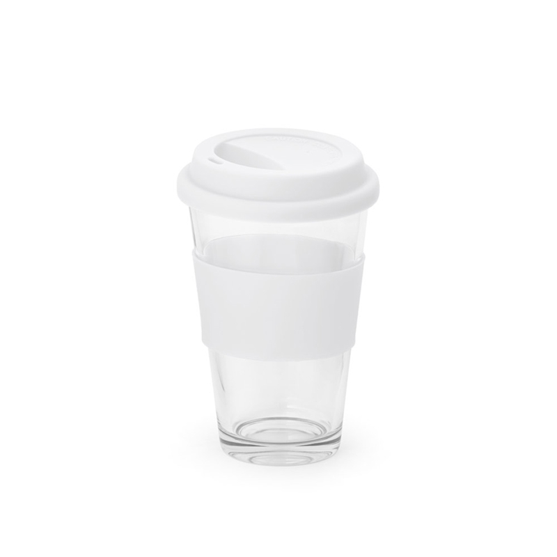 Чаша за пътуване Barty, стъклена, 330 ml, бяла