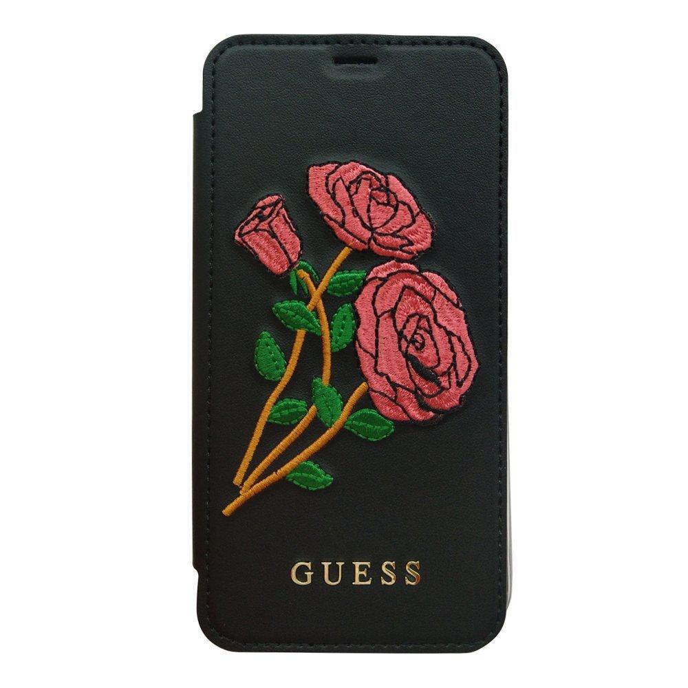 Дизайнерски кожен калъф, тип портфейл за iPhone XS, iPhone X - Guess Flower Desire Book Case (черен) | JAR Computers Дизайнерски кожен калъф, тип портфейл за iPhone XS, iPhone X - Guess Flower Desire Book Case (черен)