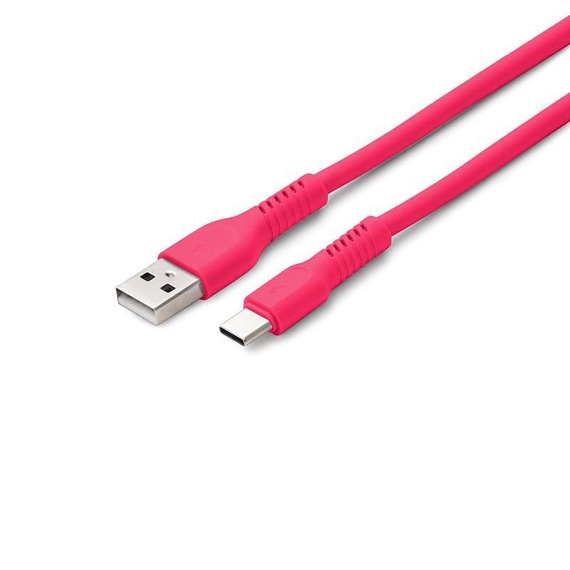 Кабел USB-A - USB-C 1,8m 3A COLORUM  цвят магента